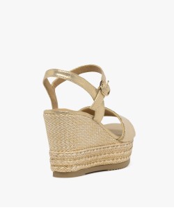 Sandales à talon compensé en corde brillantes femme